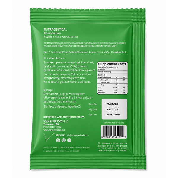 Vcan Psyllium Fiber + Fizz – Lemon Flavor - Image 2